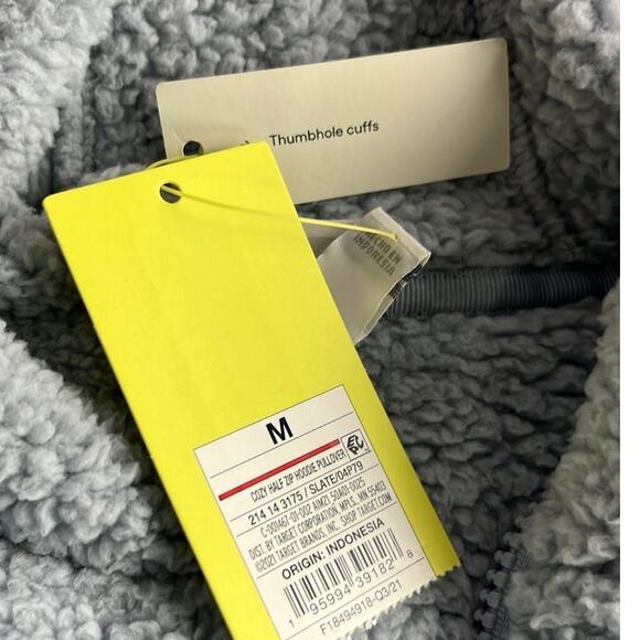 All in Motion Light Blue Fuzzy Sherpa Quarter Zip Hoodie Size Medium - Picture 7 of 8